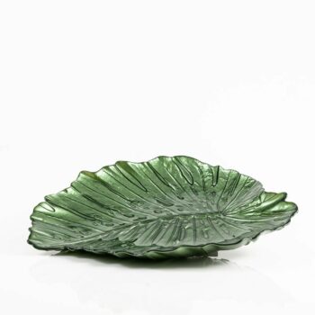 Plateau feuille verte en verre