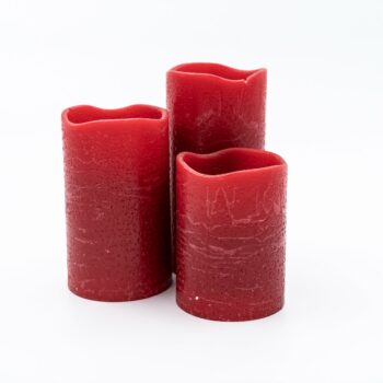 Trio de bougies en cire rouge led