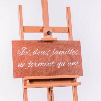 Panneau de cérémonie "ici, 2 familles. .."