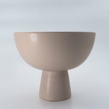 Vase coupe sur pied céramique beige