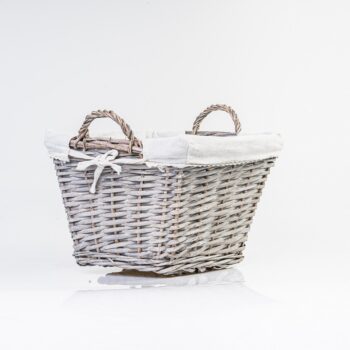 Panier en osier gris carré avec anses