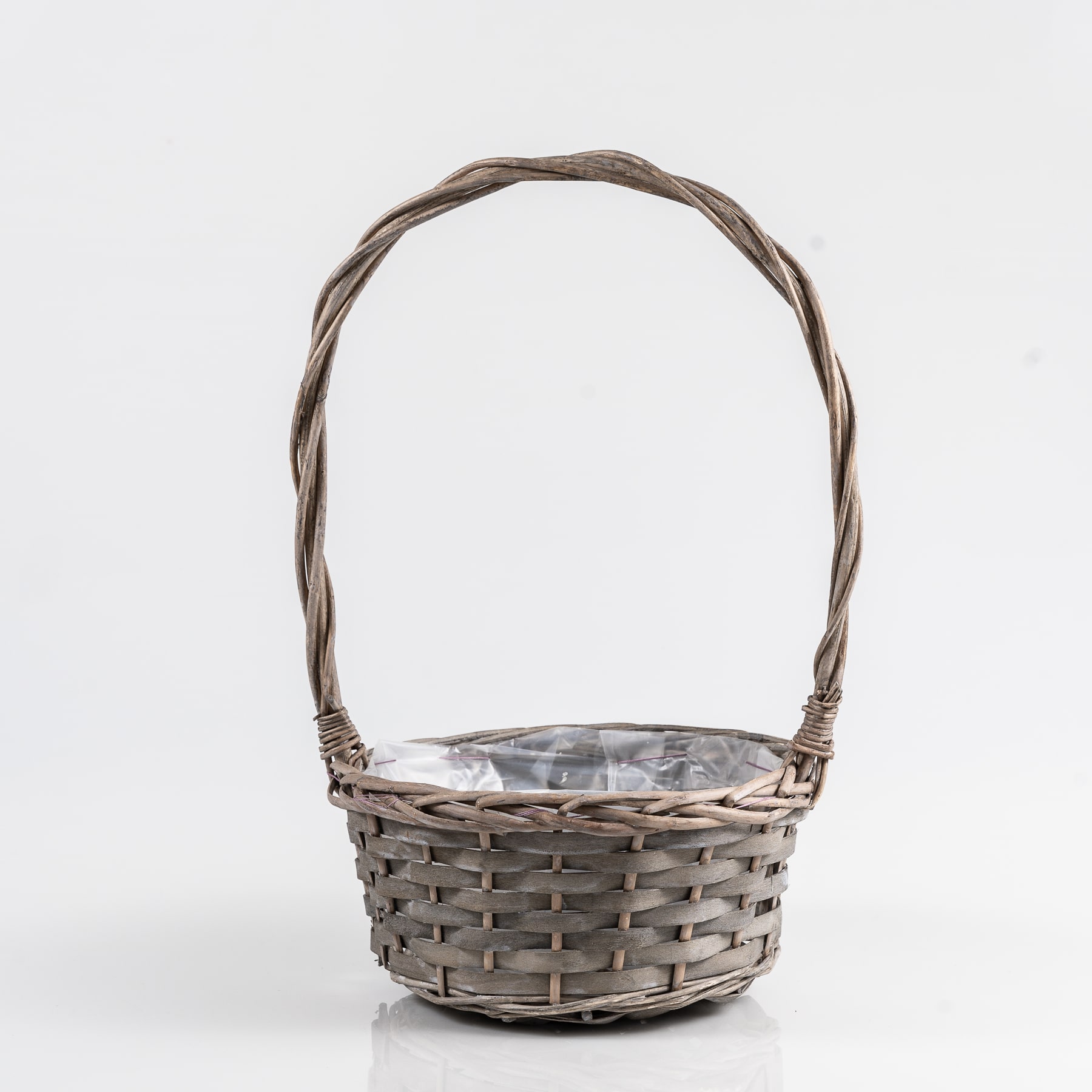 Panier rond gris anse haute