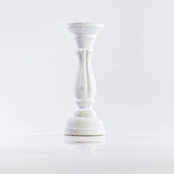 Bougeoir en bois blanc