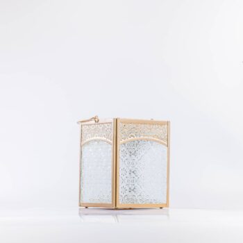 Lanterne en métal doré et verre carrée