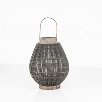 Lanterne en bois tissus brun