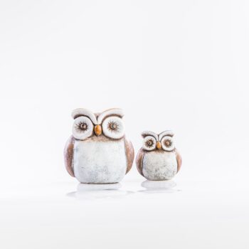 Duo d'hiboux en terre cuite