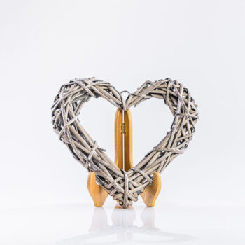 Coeur en rotin taupe grand format