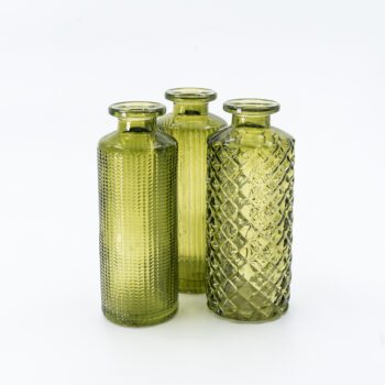 Soliflore bouteille vert à motifs (aléatoire)