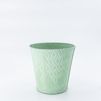 Pot en métal vert clair motifs losanges