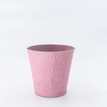 Pot en métal rose motifs losanges
