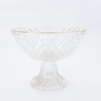 Coupe biseautée sur pied, bord doré - 20cm