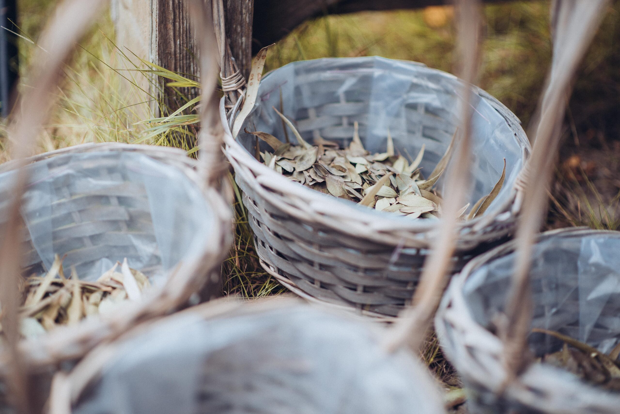 Panier rond gris anse haute – Image 2