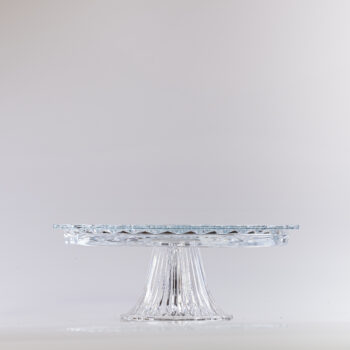 Plateau de présentation en verre sur pied travaillé