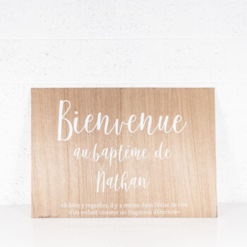 Panneau bienvenue horizontal personnalisé baptême