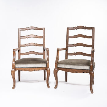 Duo chaises anciennes bois et velours vert