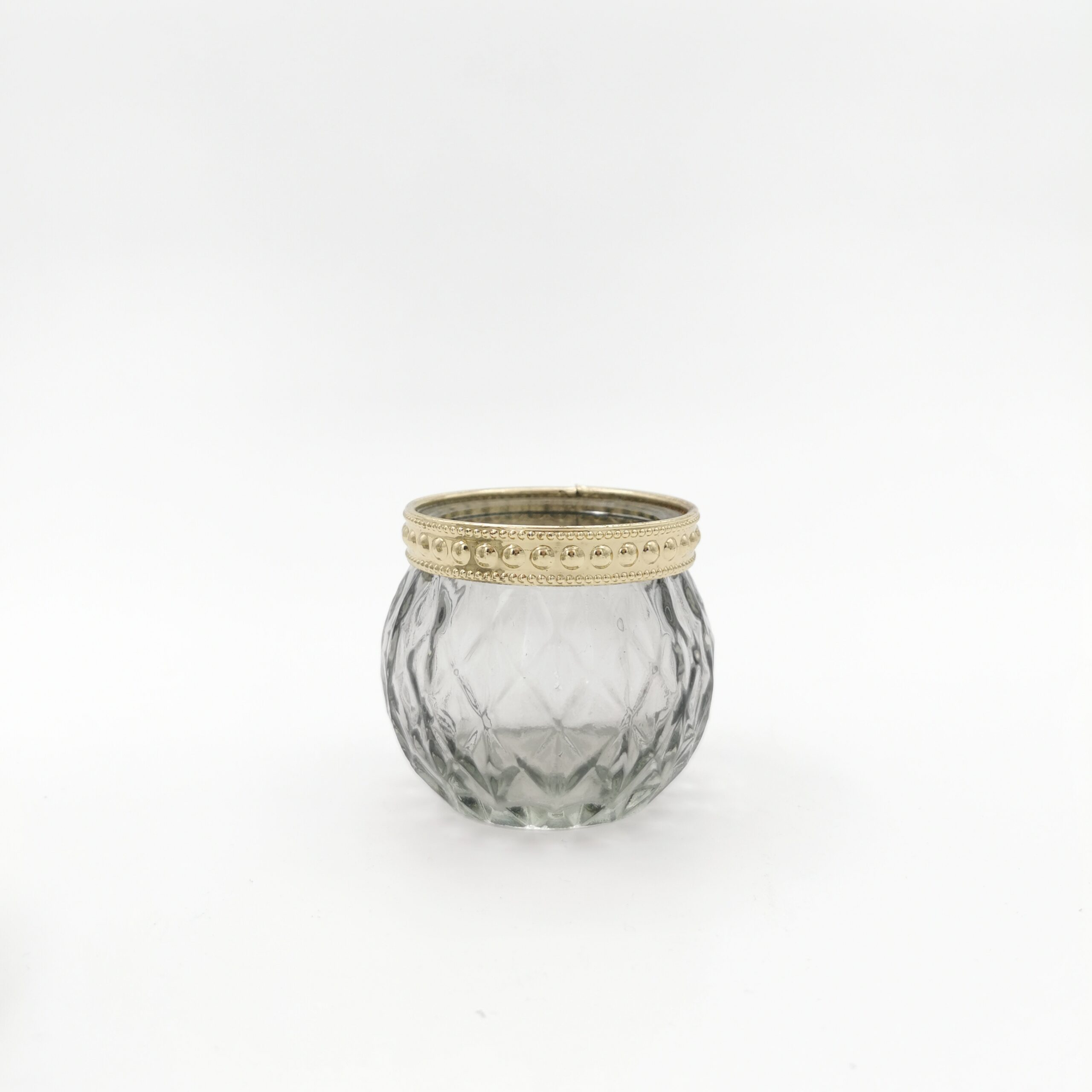 Photophore verre grisé dessus doré motifs géométriques variables – Image 4