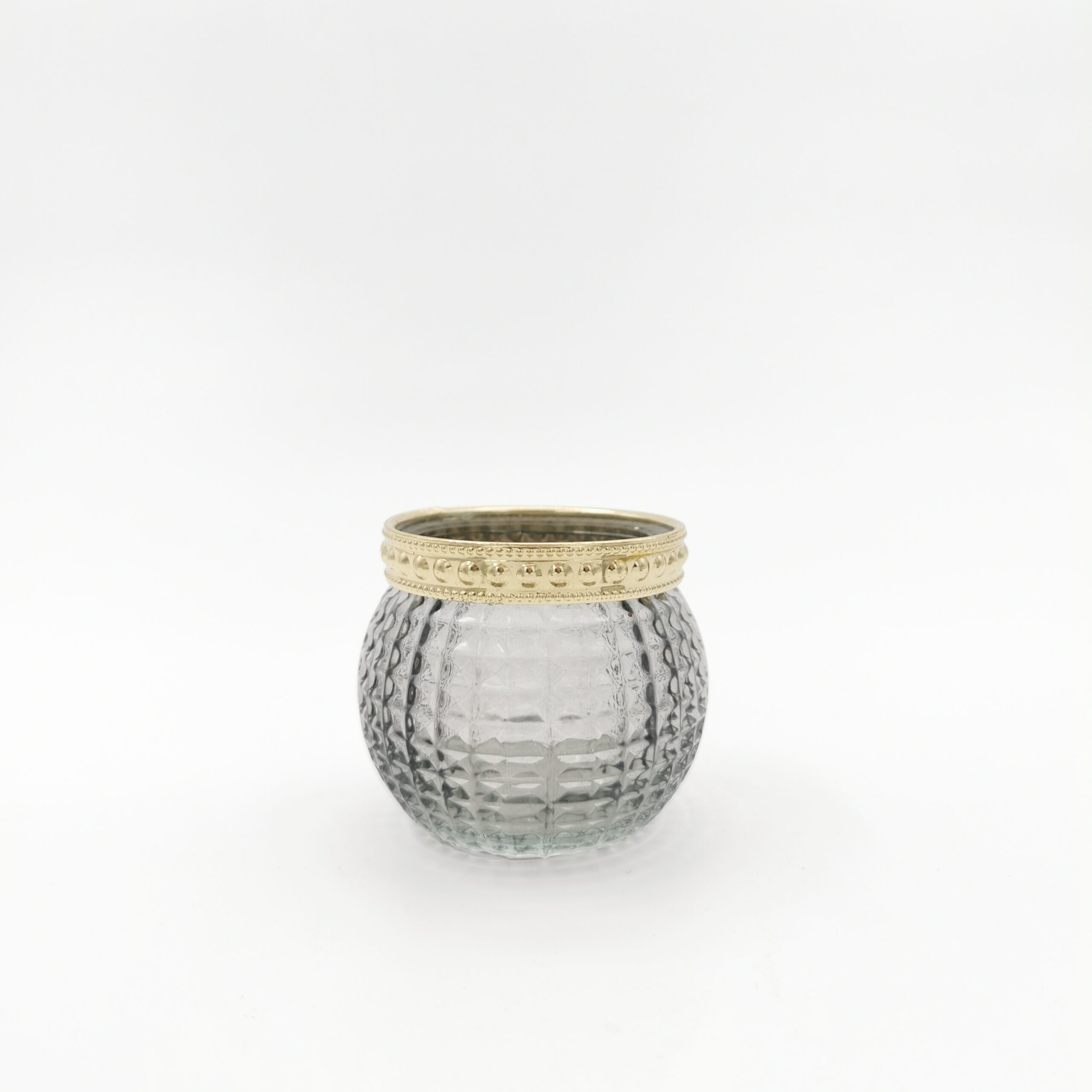 Photophore verre grisé dessus doré motifs géométriques variables – Image 3