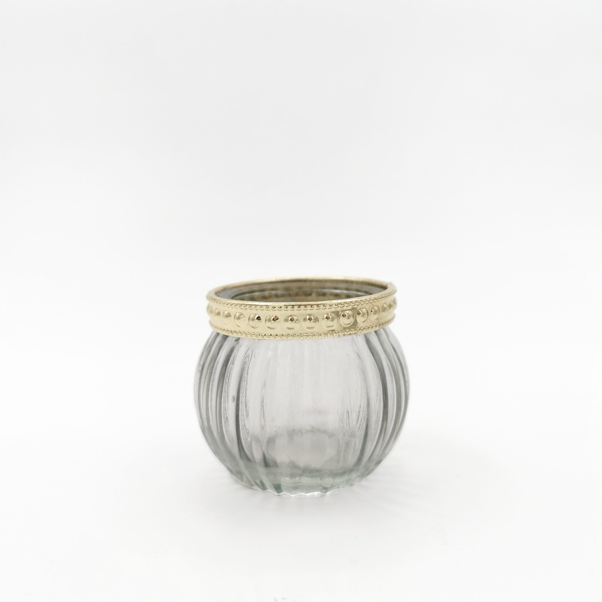 Photophore verre grisé dessus doré motifs géométriques variables – Image 2