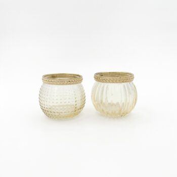 Photophore verre doré dessus doré motifs géométriques variables