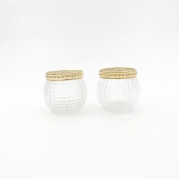 Photophore verre dessus doré motifs géométriques variables