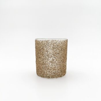 Photophore en verre paillettes dorées