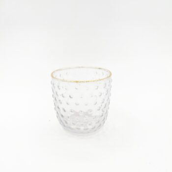 Photophore médium transparent à pois et bord doré