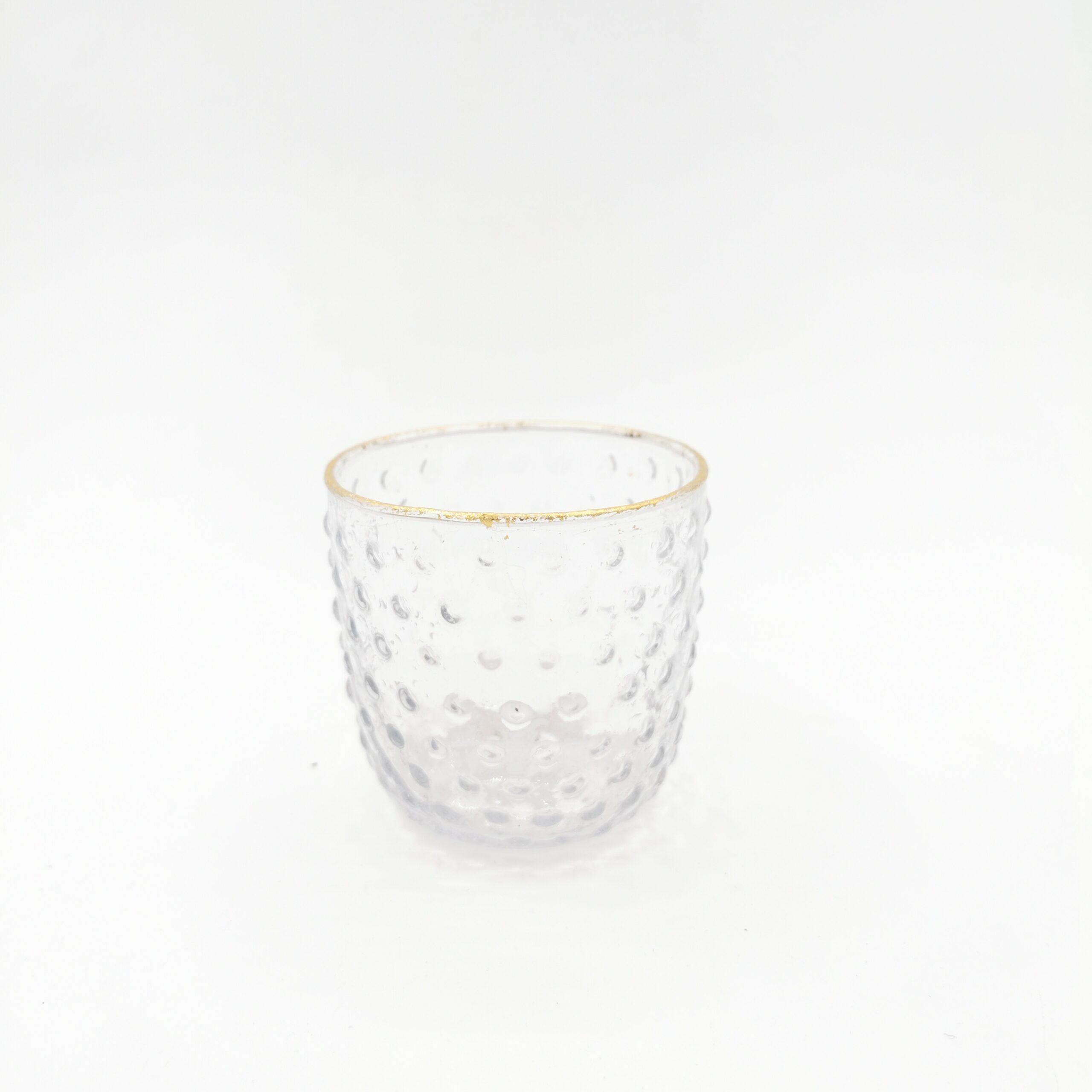 Photophore médium transparent à pois et bord doré