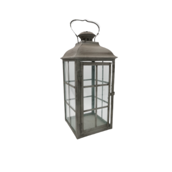 Grande lanterne en métal grise