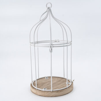Petite cage blanche socle en bois