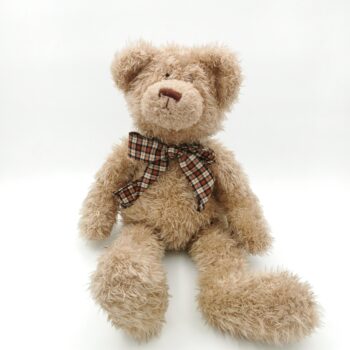 Ours moyen beige avec noeud papillon