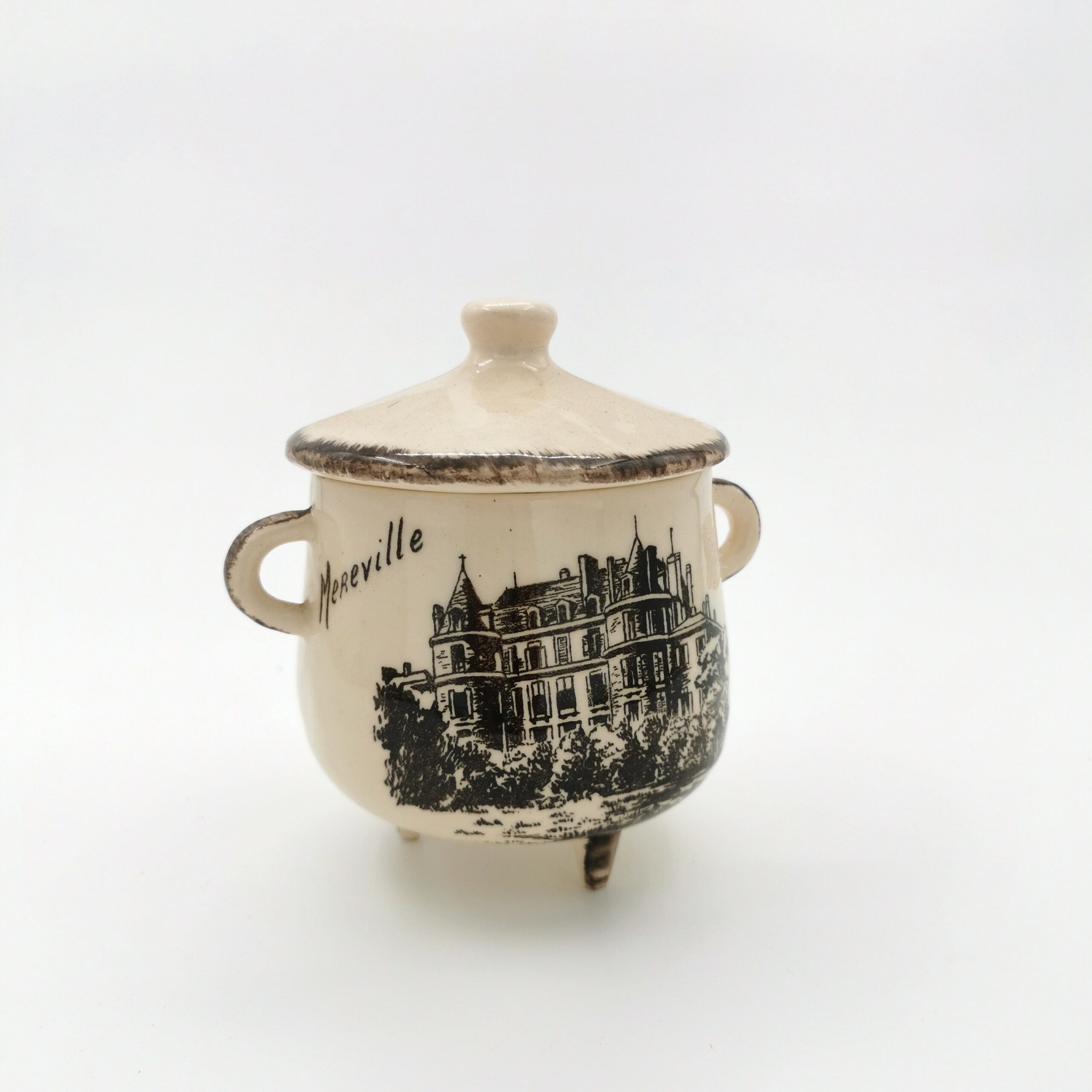 Petit chaudron en porcelaine beige