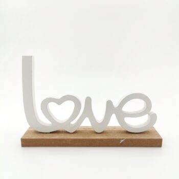 Love blanc sur support en bois