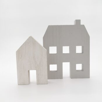 Set de 2 maison en bois blanc-gris