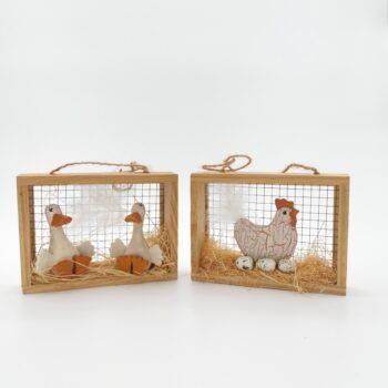 2 petites décorations canard et poule