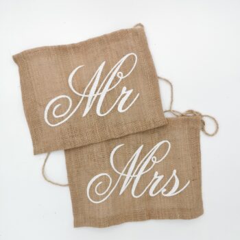 Toile de jute Mr & Mrs pour chaises des mariés