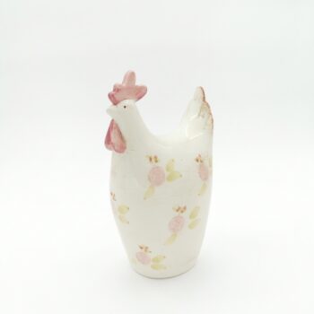 Poule en en porcelaine blanche / rose