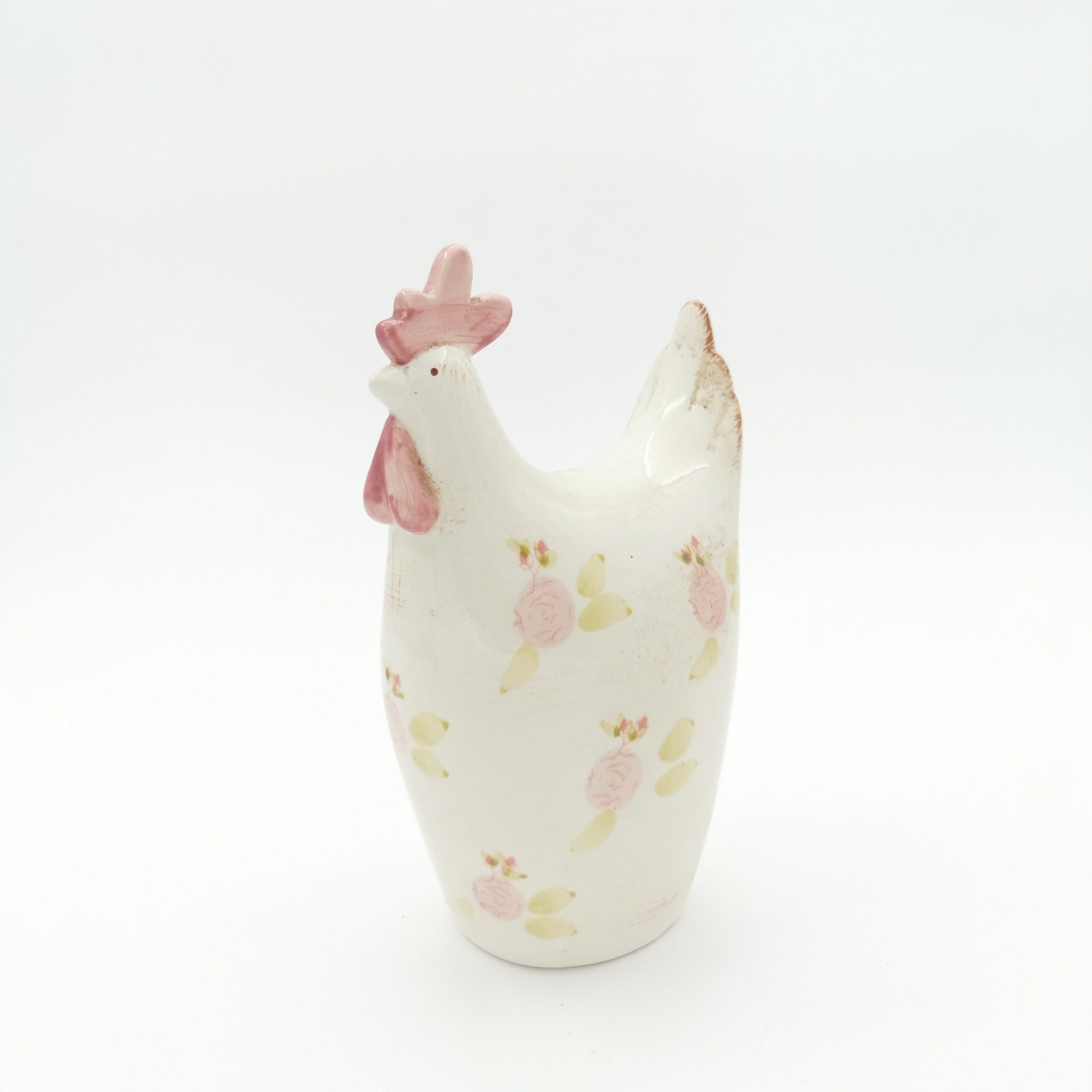 Poule en en porcelaine blanche / rose