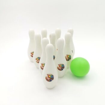 Jeu de petites quilles en plastique blanches, 10 quilles + 2 boules