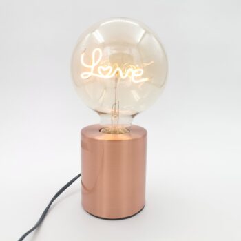 Lampe sur prise rose gold avec ampoule Love