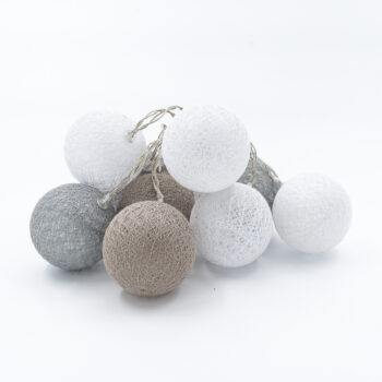Guirlande led sur piles 10 lampions beige / blanc / gris 7 cm