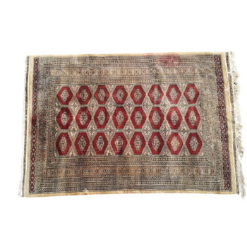 Tapis oriental vintage à motifs losanges bordeaux