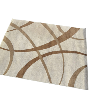 Tapis beige poils à lignes marrons