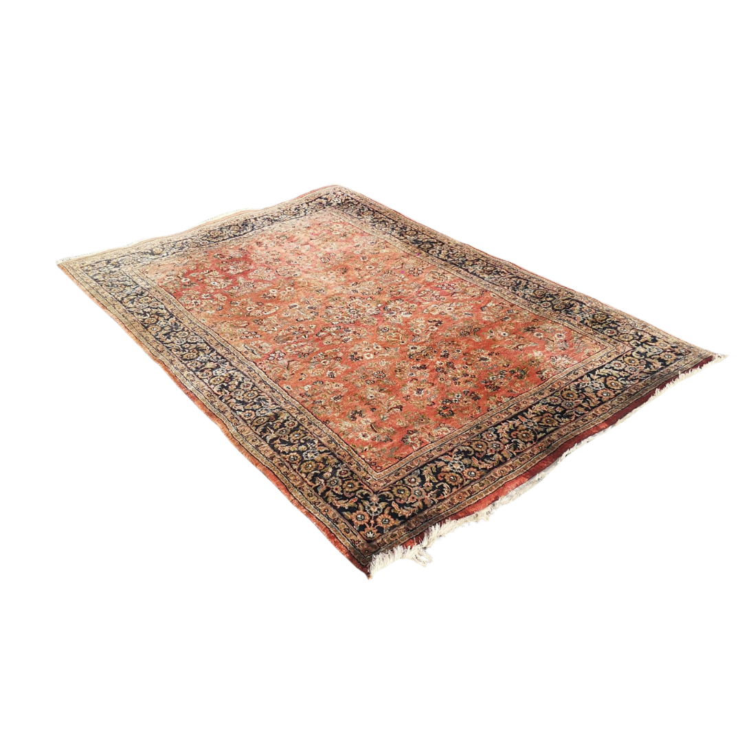 Très grand tapis rouge motif fleuri vintage – Image 2