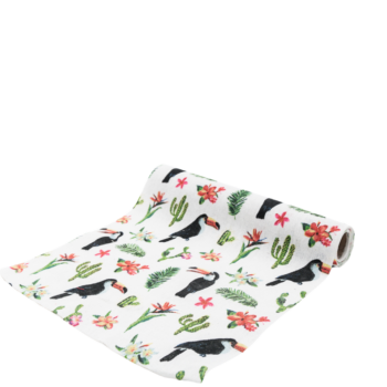 Chemin de table imprimé toucan/cactus