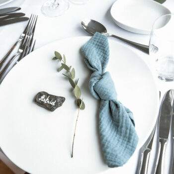 Serviette en coton bleu dusty