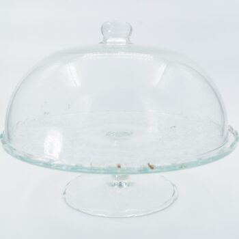 Présentoir à gateaux en verre avec couvercle sur pied