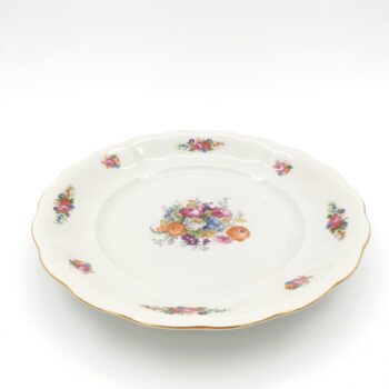 Plat rond en porcelaine vintage à fleurs (variable)
