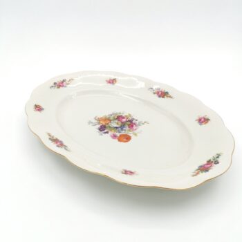 Plat oval en porcelaine vintage à fleurs (variable)