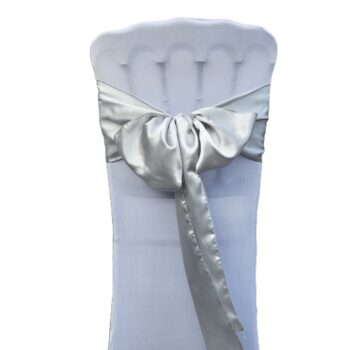 Nœud de chaise satiné gris argenté