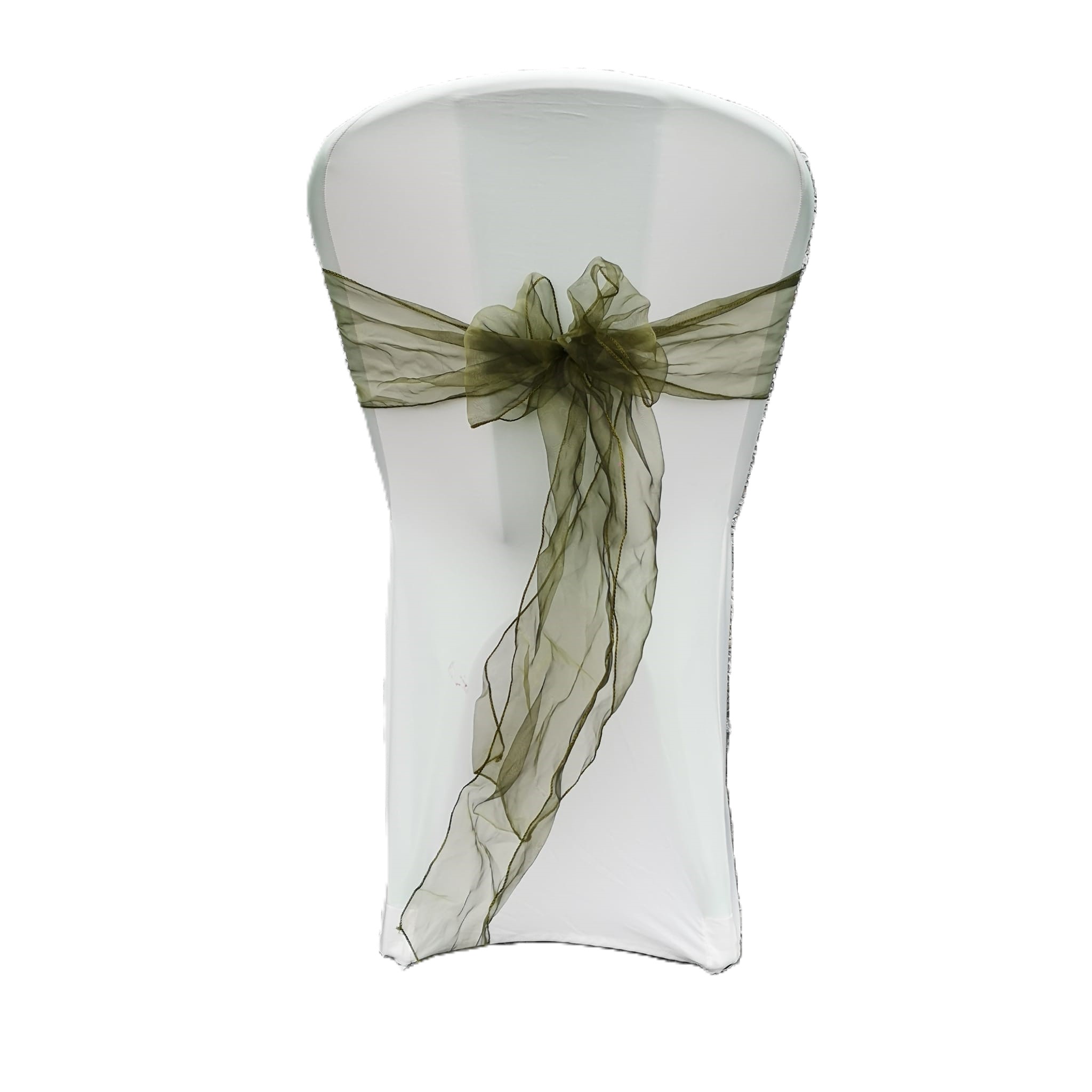 Nœud de chaise organza vert kaki – Image 2